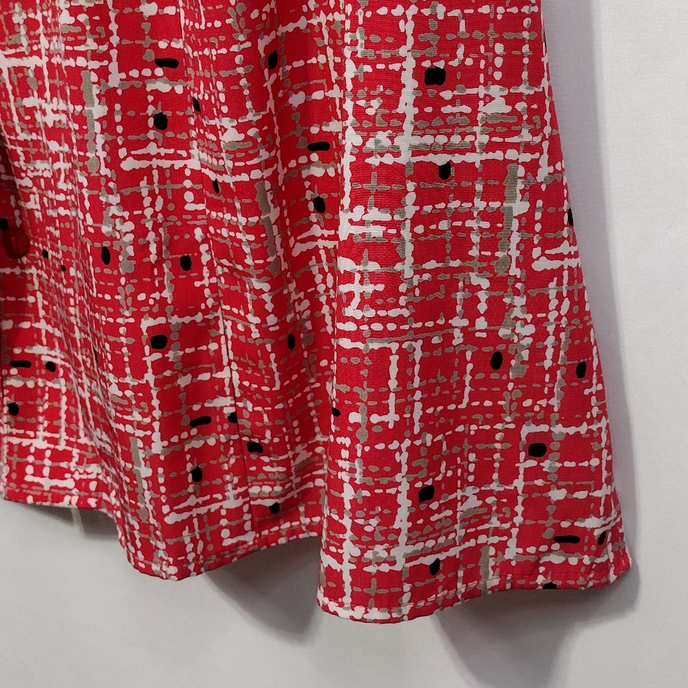 Maggie Barnes Artsy Button Blouse Women's 3X Red Boho Retro Festival Casual - Picture 4 of 8